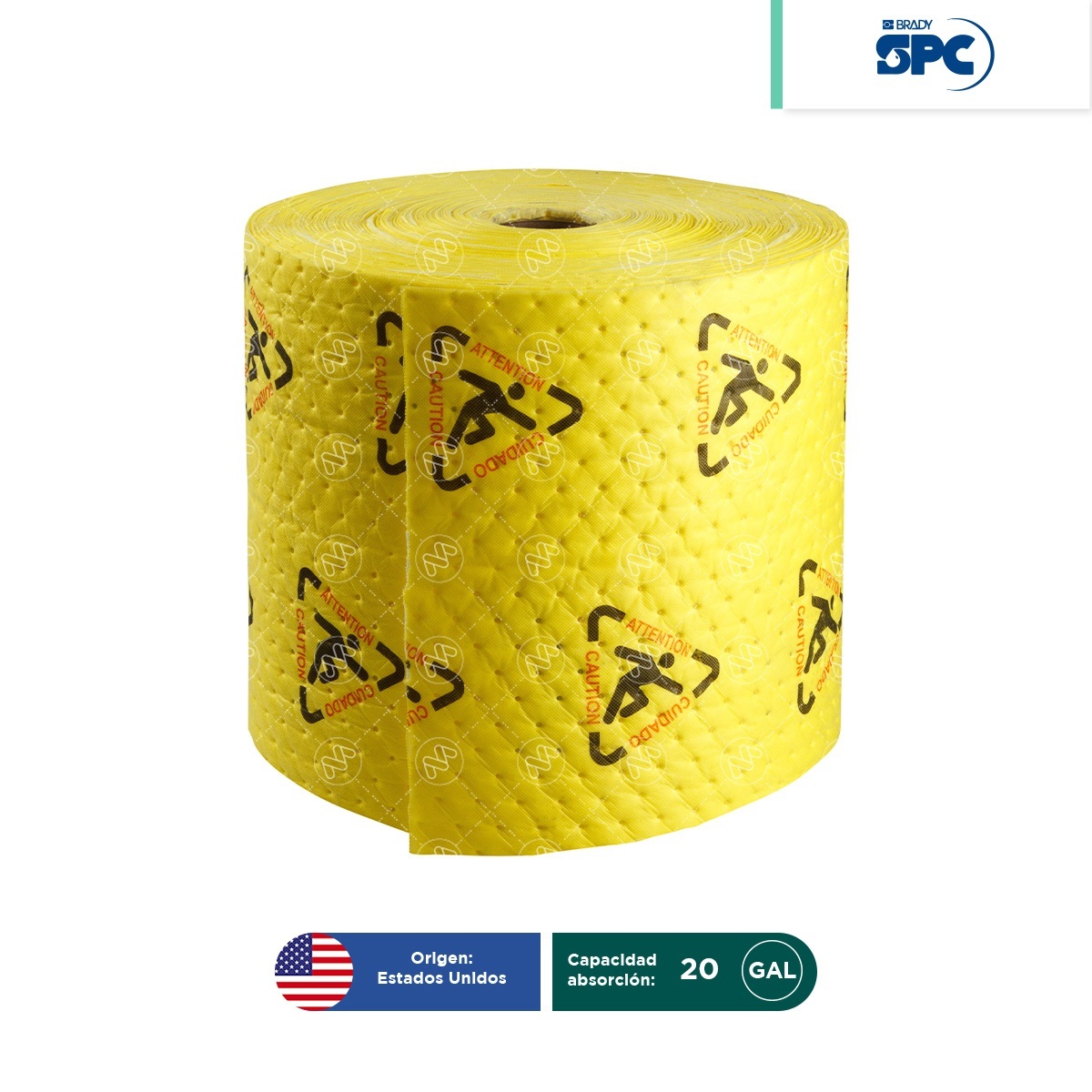 rollo de tapetes absorbentes hazmat brighsorb alta visibilidad 30x150 brady spc amarillo 001