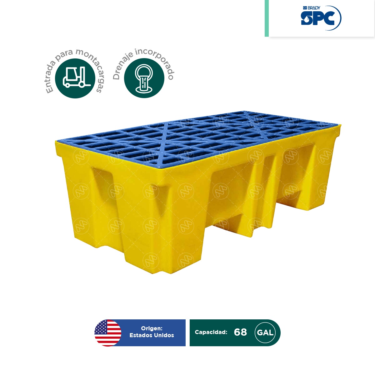 tarima antiderrames para 2 tambos spc 001
